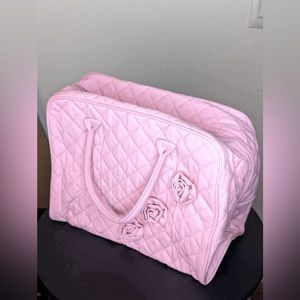 Enchante 2 pc Accessories Pink Quilted Tote & Cosmetic Bag ***NWT***